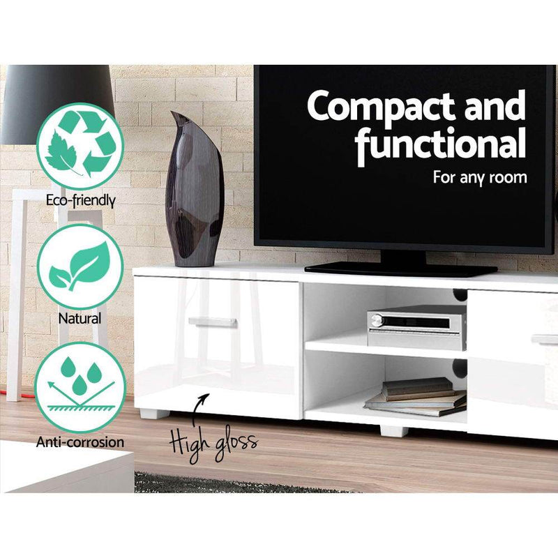 140CM White High Gloss TV Cabinet - Rivercity House & Home Co. (ABN 18 642 972 209) - Affordable Modern Furniture Australia