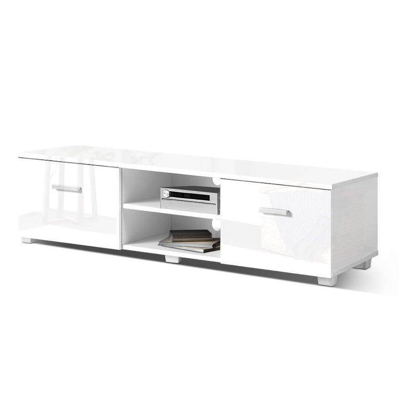 140CM White High Gloss TV Cabinet - Rivercity House & Home Co. (ABN 18 642 972 209) - Affordable Modern Furniture Australia