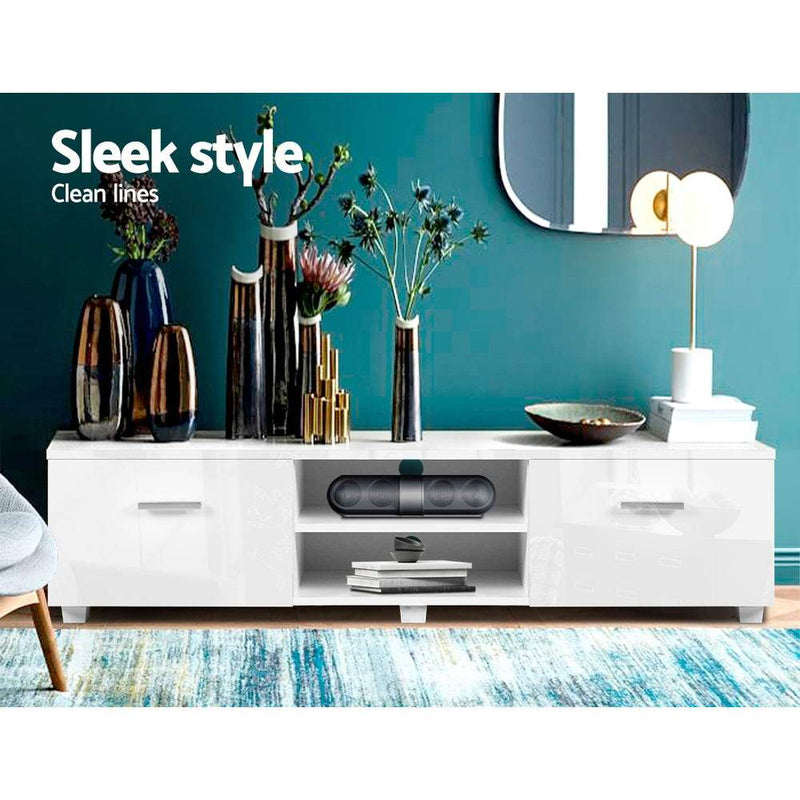 140CM White High Gloss TV Cabinet - Rivercity House & Home Co. (ABN 18 642 972 209) - Affordable Modern Furniture Australia
