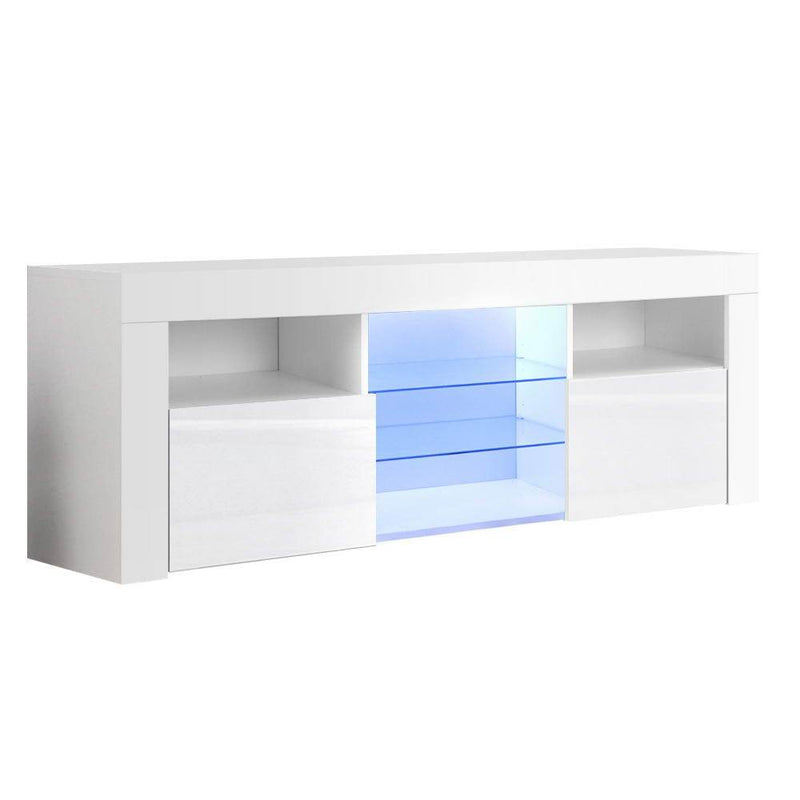 145CM LED Entertainment Unit in White Gloss - Furniture - Rivercity House & Home Co. (ABN 18 642 972 209) - Affordable Modern Furniture Australia