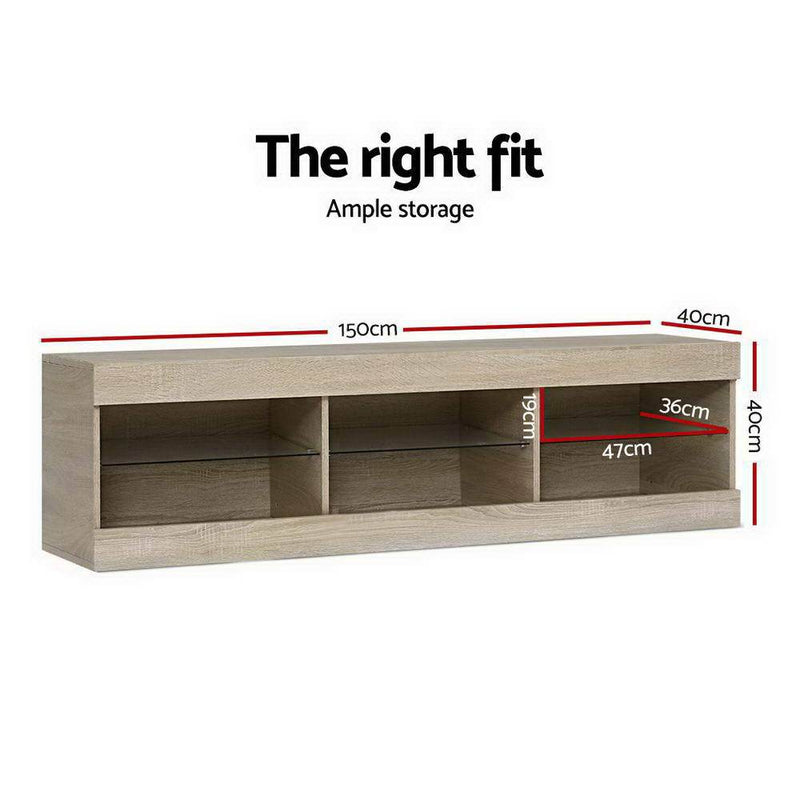 150CM LED Entertainment Unit in Oak - Furniture - Rivercity House & Home Co. (ABN 18 642 972 209) - Affordable Modern Furniture Australia