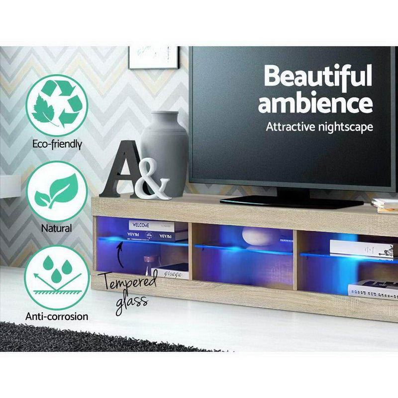 150CM LED Entertainment Unit in Oak - Furniture - Rivercity House & Home Co. (ABN 18 642 972 209) - Affordable Modern Furniture Australia