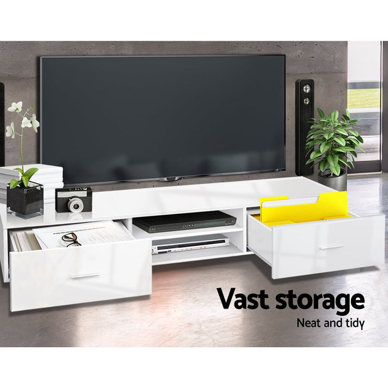 160CM High Gloss TV Unit White - Furniture > Living Room - Rivercity House & Home Co. (ABN 18 642 972 209) - Affordable Modern Furniture Australia