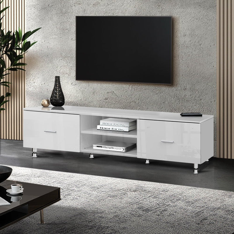 160CM High Gloss TV Unit White - Furniture > Living Room - Rivercity House & Home Co. (ABN 18 642 972 209) - Affordable Modern Furniture Australia