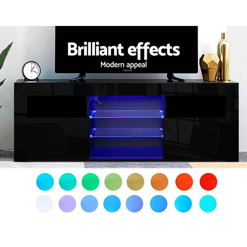 160CM LED Entertainment Unit - Black - Rivercity House & Home Co. (ABN 18 642 972 209) - Affordable Modern Furniture Australia