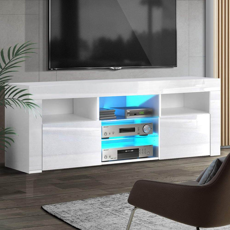 160CM LED Entertainment Unit - White - Furniture - Rivercity House & Home Co. (ABN 18 642 972 209) - Affordable Modern Furniture Australia