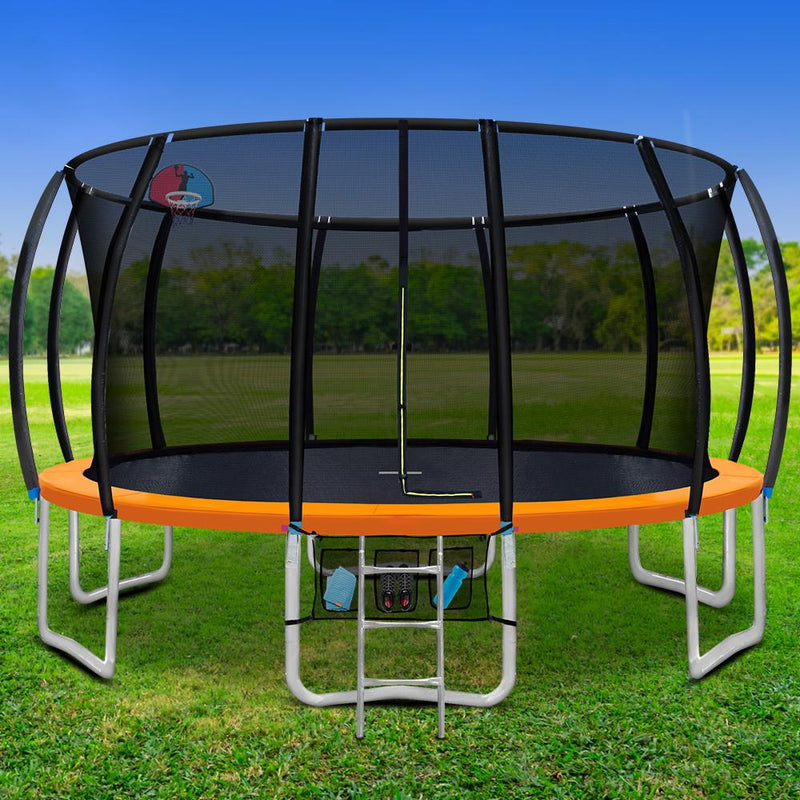 16FT Trampoline With Safety Net & Basketball Hoop (Orange) - Sports & Fitness - Rivercity House And Home Co.