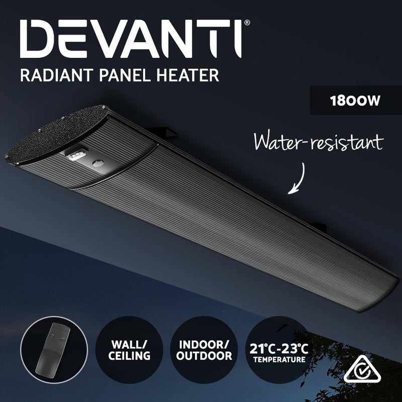 1800W Electric Radiant Strip Heater With Remote Control - Rivercity House & Home Co. (ABN 18 642 972 209) - Affordable Modern Furniture Australia