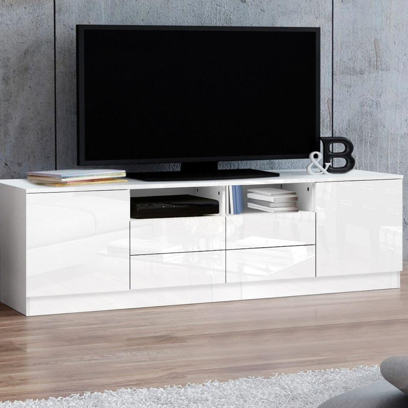 180cm High Gloss TV Entertainment Unit 4 Storage Drawers - White - Furniture - Rivercity House & Home Co. (ABN 18 642 972 209) - Affordable Modern Furniture Australia