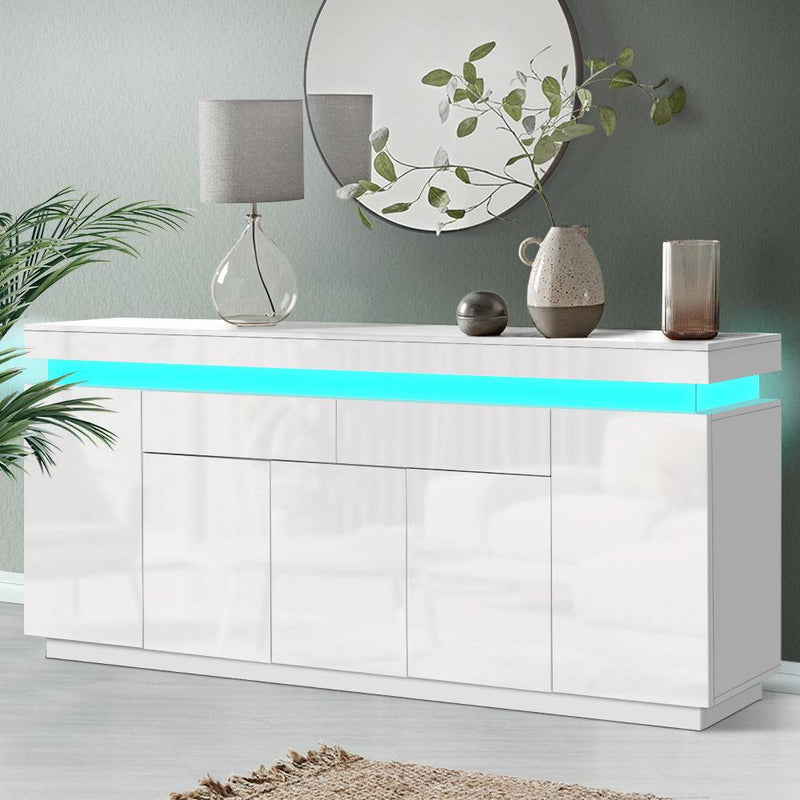 180cm LED Buffet Sideboard Cabinet High Gloss Storage Cupboard Drawers - Furniture - Rivercity House & Home Co. (ABN 18 642 972 209) - Affordable Modern Furniture Australia