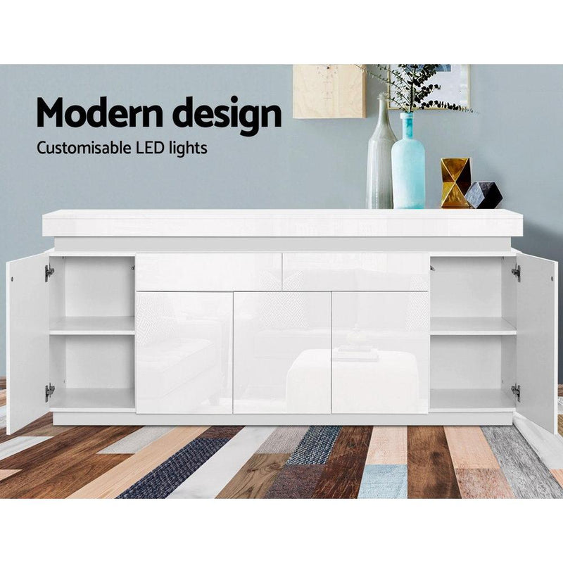 180cm LED Buffet Sideboard Cabinet High Gloss Storage Cupboard Drawers - Furniture - Rivercity House & Home Co. (ABN 18 642 972 209) - Affordable Modern Furniture Australia