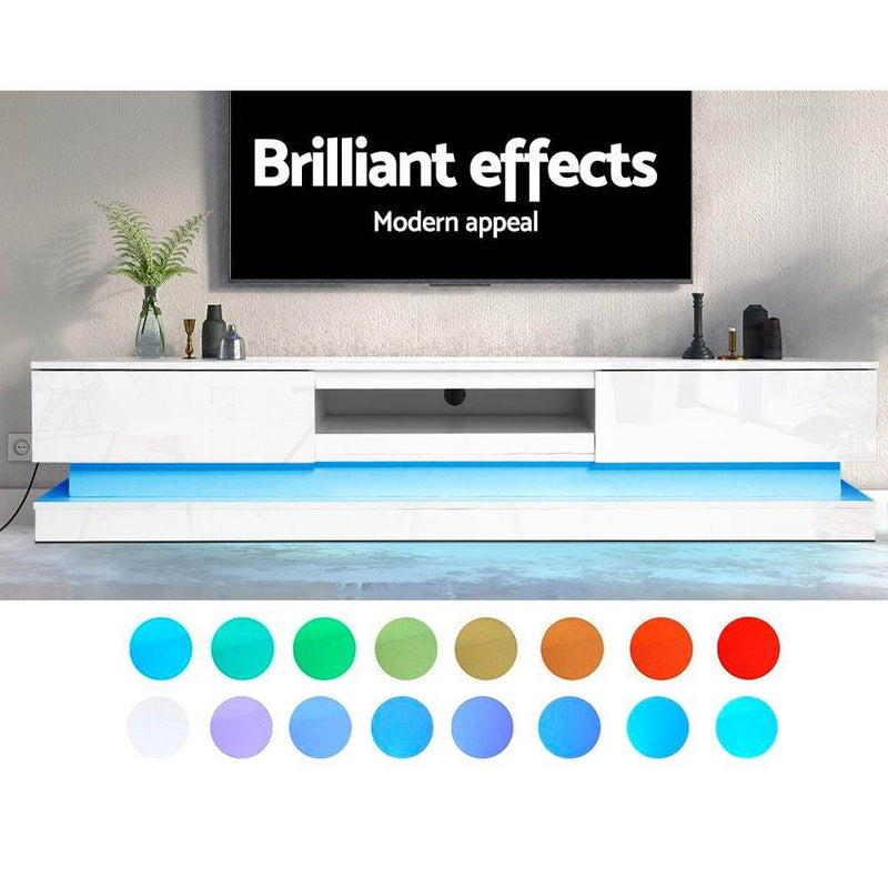 180CM LED TV Cabinet Entertainment Unit White - Furniture - Rivercity House & Home Co. (ABN 18 642 972 209) - Affordable Modern Furniture Australia