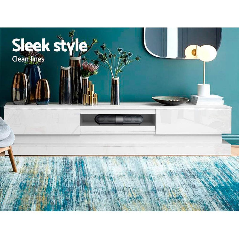 180CM LED TV Cabinet Entertainment Unit White - Furniture - Rivercity House & Home Co. (ABN 18 642 972 209) - Affordable Modern Furniture Australia