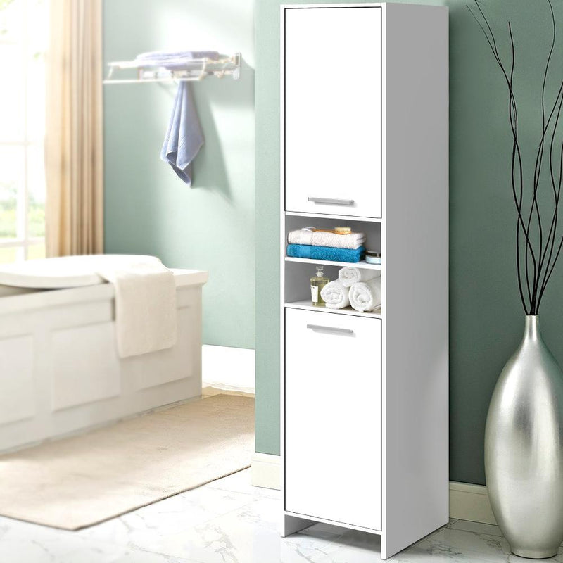 185cm Bathroom Tallboy Toilet Storage Cabinet Laundry Cupboard Adjustable Shelf White - Rivercity House & Home Co. (ABN 18 642 972 209) - Affordable Modern Furniture Australia