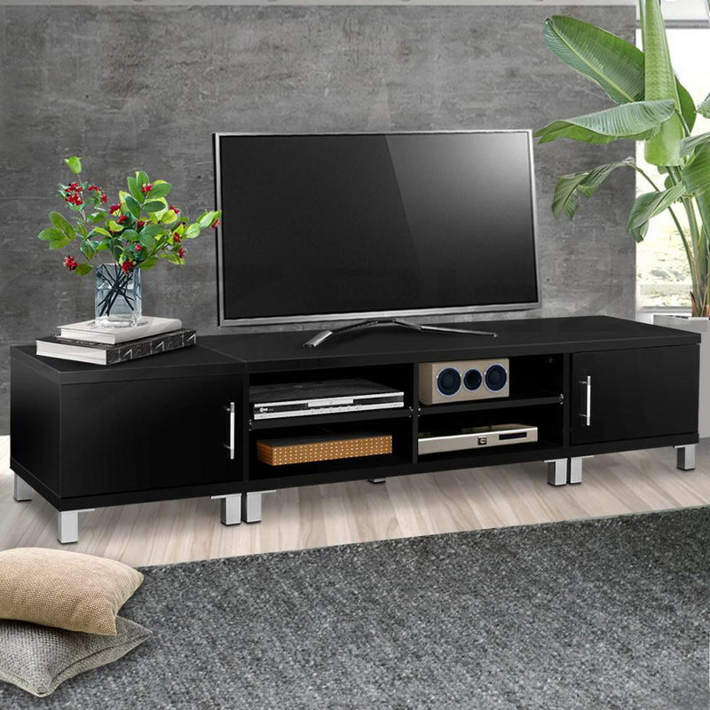 190CM Black Entertainment Unit with Cabinets - Furniture - Rivercity House And Home Co.