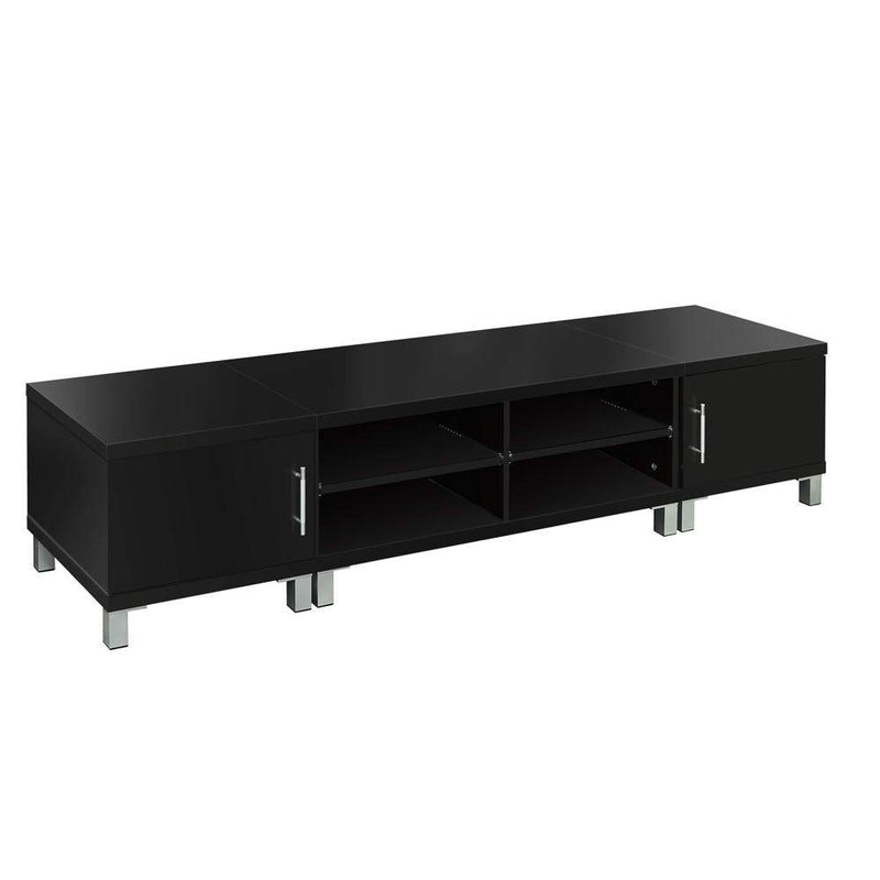 190CM Black Entertainment Unit with Cabinets - Rivercity House & Home Co. (ABN 18 642 972 209) - Affordable Modern Furniture Australia