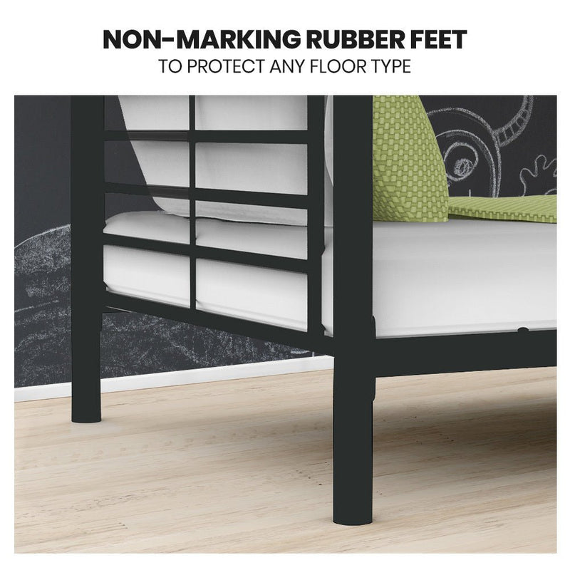 2-in-1 Single Metal Bunk Bed Frame - Dark Matte Grey - Furniture > Bedroom - Rivercity House & Home Co. (ABN 18 642 972 209) - Affordable Modern Furniture Australia