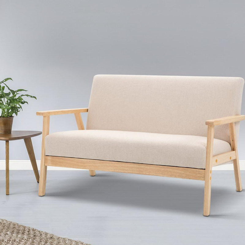2 Seater Fabric Sofa Chair - Beige - Furniture > Bar Stools & Chairs - Rivercity House & Home Co. (ABN 18 642 972 209) - Affordable Modern Furniture Australia