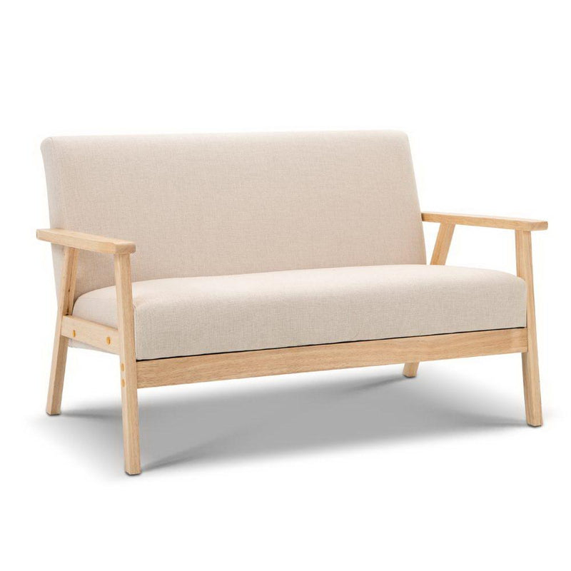 2 Seater Fabric Sofa Chair - Beige - Furniture > Bar Stools & Chairs - Rivercity House & Home Co. (ABN 18 642 972 209) - Affordable Modern Furniture Australia
