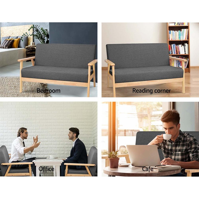 2 Seater Fabric Sofa Chair - Grey - Rivercity House & Home Co. (ABN 18 642 972 209) - Affordable Modern Furniture Australia