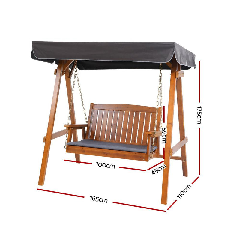 2 Seater Outdoor Wooden Swing Chair - Brand - Rivercity House & Home Co. (ABN 18 642 972 209) - Affordable Modern Furniture Australia