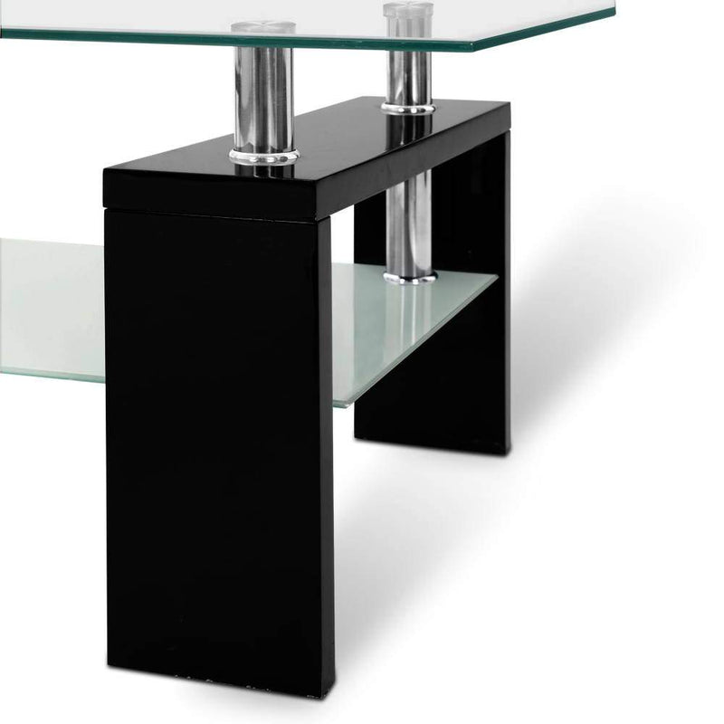 2 Tier Glass Coffee Table - Black - Furniture - Rivercity House & Home Co. (ABN 18 642 972 209) - Affordable Modern Furniture Australia