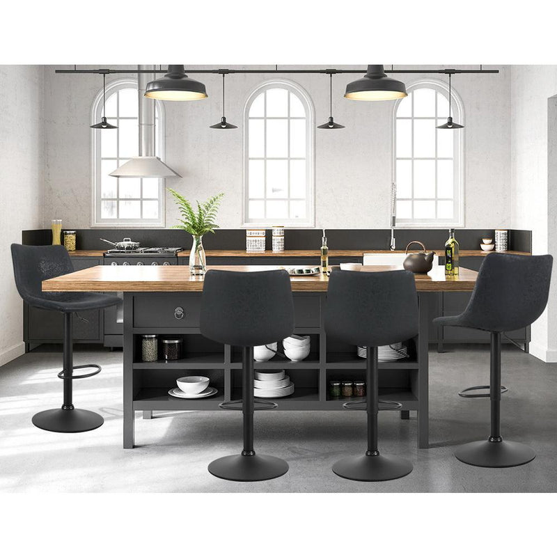 2 x Bar Stools Gas Lift- Black - Rivercity House & Home Co. (ABN 18 642 972 209) - Affordable Modern Furniture Australia