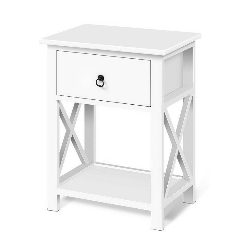 2 x Bedside Tables With Drawers White (Twin Pack) - Rivercity House & Home Co. (ABN 18 642 972 209) - Affordable Modern Furniture Australia