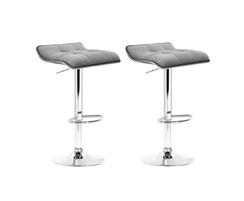 2 x Fabric Bar Stools Grey - Furniture - Rivercity House And Home Co.
