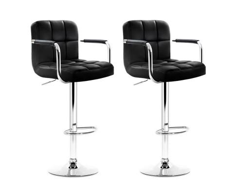 2 x Gas Lift Bar Stools Black - Furniture - Rivercity House And Home Co.