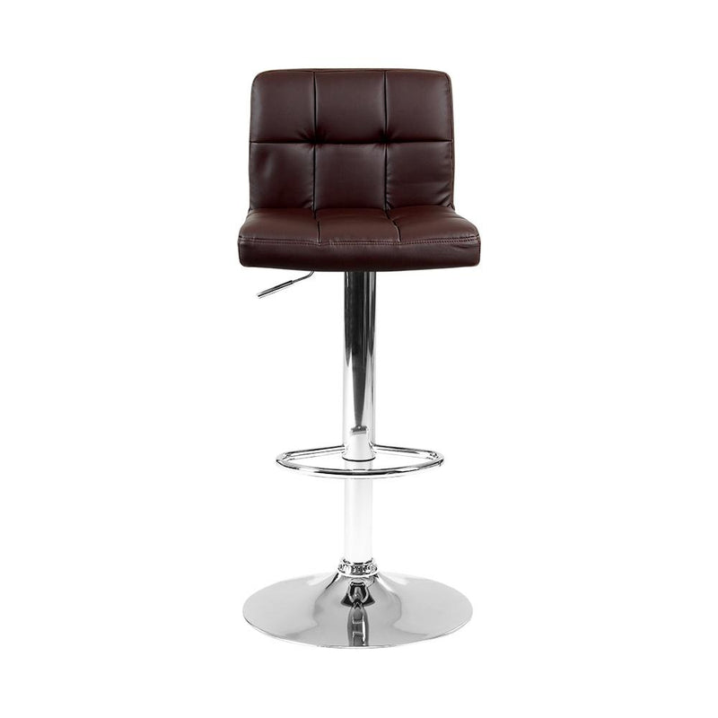 2 x Gas Lift Bar Stools PU Leather - Chocolate Brown - Rivercity House & Home Co. (ABN 18 642 972 209) - Affordable Modern Furniture Australia