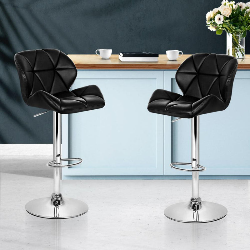 2 x Kitchen Bar Stools - Black and Chrome - Furniture > Bar Stools & Chairs - Rivercity House And Home Co.