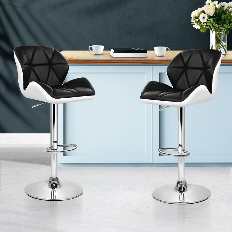 2 x Kitchen Bar Stools - White, Black and Chrome - Furniture > Bar Stools & Chairs - Rivercity House And Home Co.