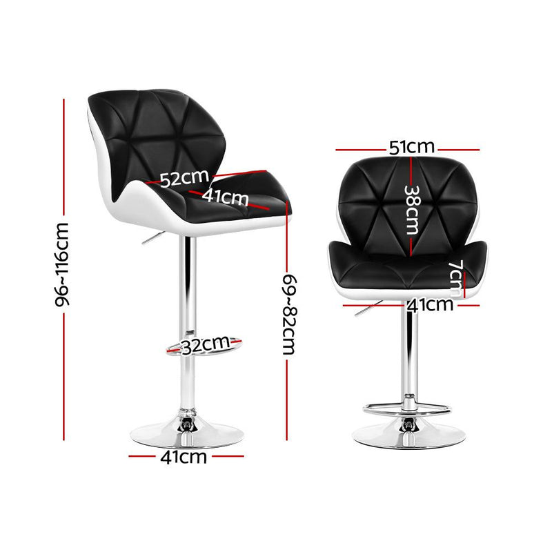 2 x Kitchen Bar Stools - White, Black and Chrome - Furniture > Bar Stools & Chairs - Rivercity House And Home Co.