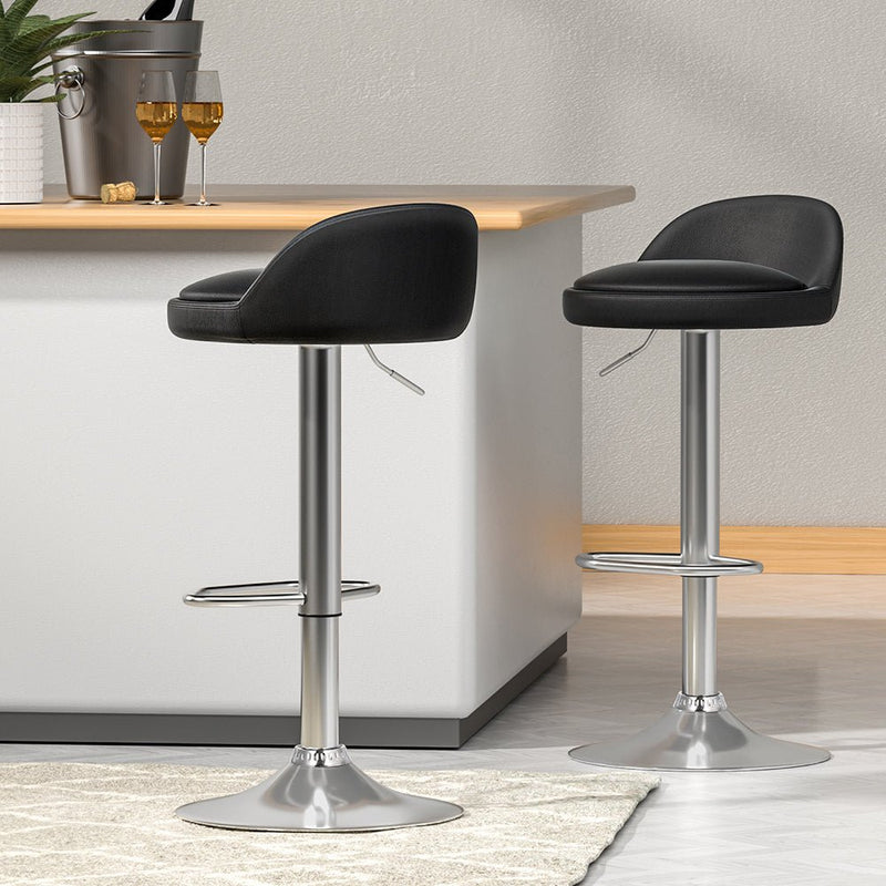 2 x Nuvo Bar Stools PU Leather - Black - Furniture > Bar Stools & Chairs - Rivercity House & Home Co. (ABN 18 642 972 209) - Affordable Modern Furniture Australia