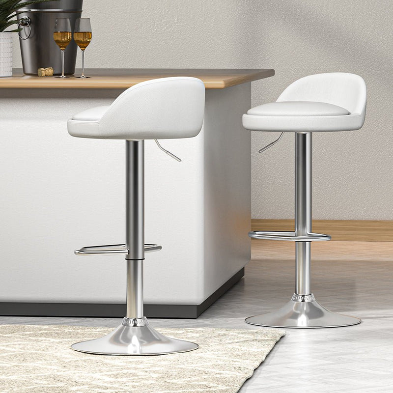 2 x Nuvo Bar Stools PU Leather - White - Furniture > Bar Stools & Chairs - Rivercity House & Home Co. (ABN 18 642 972 209) - Affordable Modern Furniture Australia