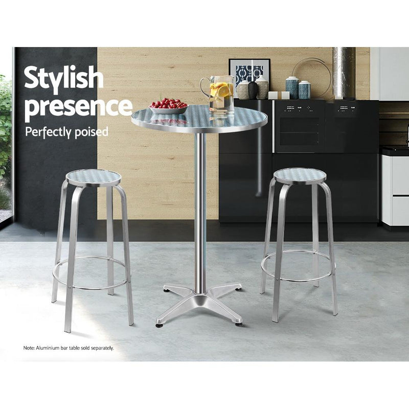 2 x Outdoor Bar Stools Patio Furniture Indoor Bistro Kitchen Aluminum - Rivercity House & Home Co. (ABN 18 642 972 209) - Affordable Modern Furniture Australia