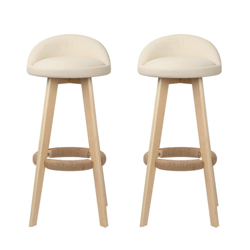 2 x PU Leather Backrest Bar Stools - Beige - Furniture > Bar Stools & Chairs - Rivercity House And Home Co.