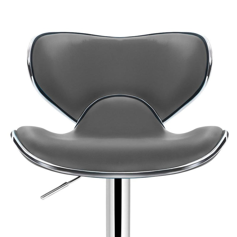 2 x PU Leather Bar Stools - Grey - Furniture - Rivercity House & Home Co. (ABN 18 642 972 209) - Affordable Modern Furniture Australia