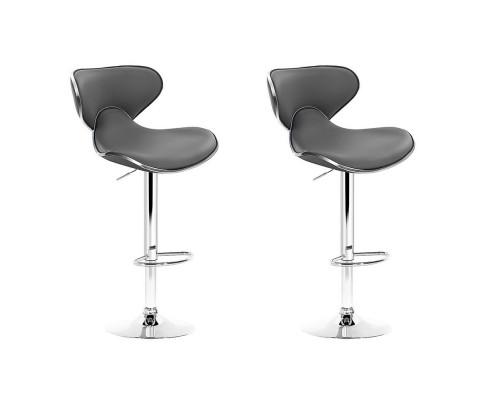 2 x PU Leather Bar Stools - Grey - Furniture - Rivercity House & Home Co. (ABN 18 642 972 209) - Affordable Modern Furniture Australia