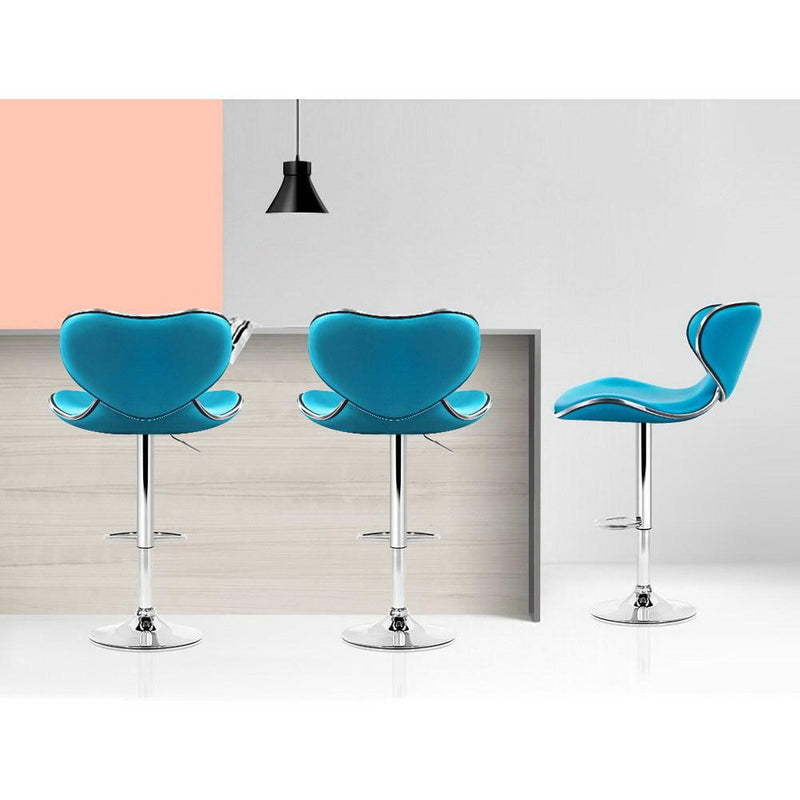 2 x PU Leather Bar Stools - Teal Blue - Furniture - Rivercity House And Home Co.