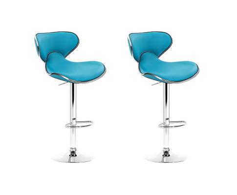 2 x PU Leather Bar Stools - Teal Blue - Furniture - Rivercity House And Home Co.