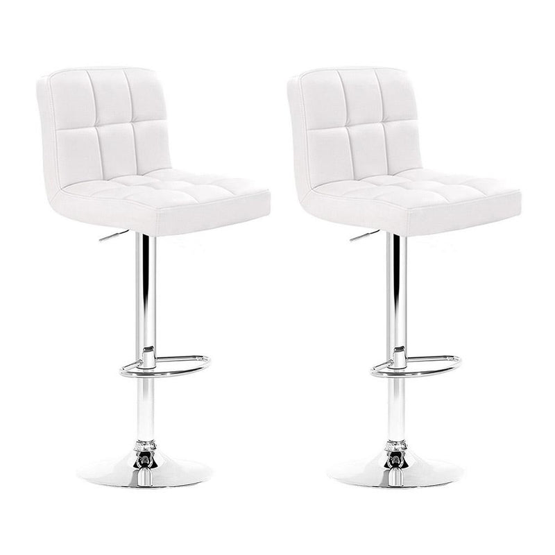 2 x PU Leather Gas Lift Bar Stools - White - Rivercity House & Home Co. (ABN 18 642 972 209) - Affordable Modern Furniture Australia