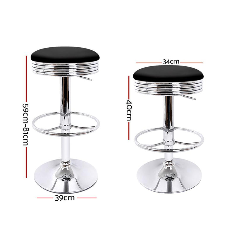 2 x PU Leather Swivel Backless Barstools - Black and Chrome - Rivercity House & Home Co. (ABN 18 642 972 209) - Affordable Modern Furniture Australia