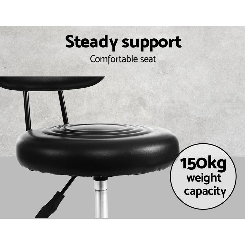 2 x Salon Stools Saddle Swivel Stool Chair with Back Beauty Hairdressing Black - Rivercity House & Home Co. (ABN 18 642 972 209) - Affordable Modern Furniture Australia