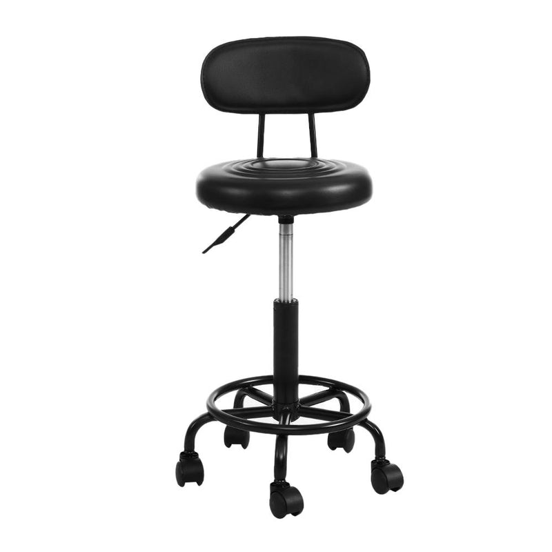 2 x Salon Stools Saddle Swivel Stool Chair with Back Beauty Hairdressing Black - Rivercity House & Home Co. (ABN 18 642 972 209) - Affordable Modern Furniture Australia