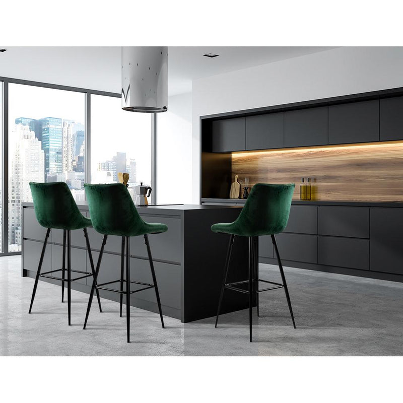 2 x Velvet Bar Stools - Green - Rivercity House & Home Co. (ABN 18 642 972 209) - Affordable Modern Furniture Australia