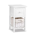 Set of 2 White Rustic Bedside Tables (Twin Pack)