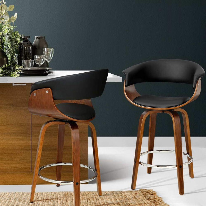 2 x Wooden Swivel Bar Stools - Rivercity House & Home Co. (ABN 18 642 972 209) - Affordable Modern Furniture Australia