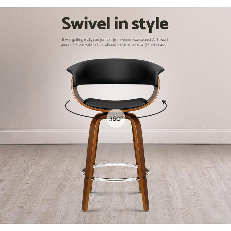 2 x Wooden Swivel Bar Stools - Rivercity House & Home Co. (ABN 18 642 972 209) - Affordable Modern Furniture Australia